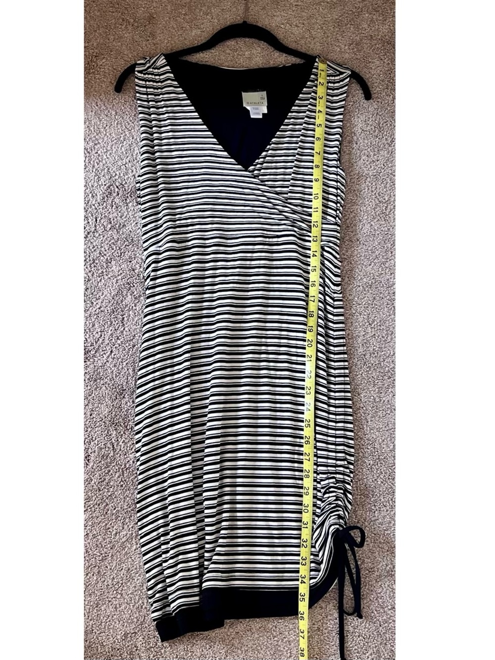 Athleta Reversible Sleeveless Striped Wrap Style Dress Black White Size S - Picture 6 of 10